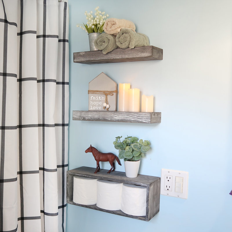 Solid Wood Over The Toilet Storage, Gray
