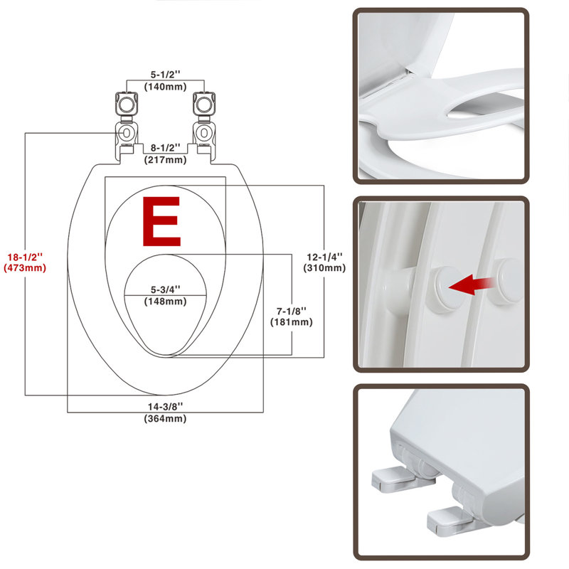 Siège et couvercle de toilette allongés