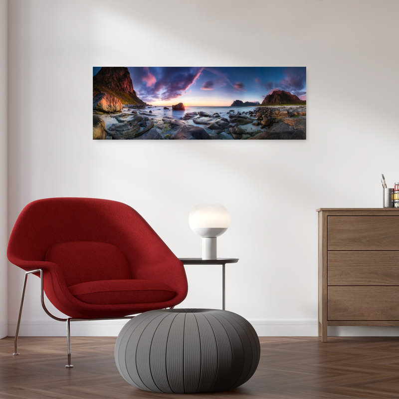 «Dramatic Coastal Sunset», art mural côtier spectaculaire et paisible, H 12 po x l 36 po