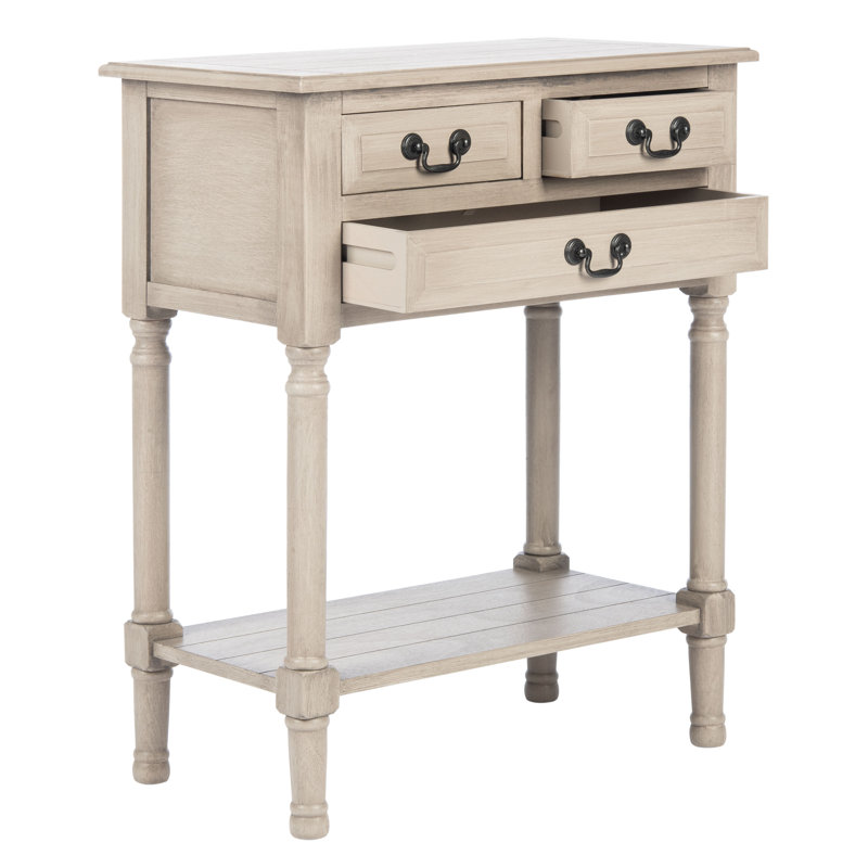 Console rustique 23,5 po - Bois massif durable avec 3 tiroirs et pieds de rangement tournés, Grèges