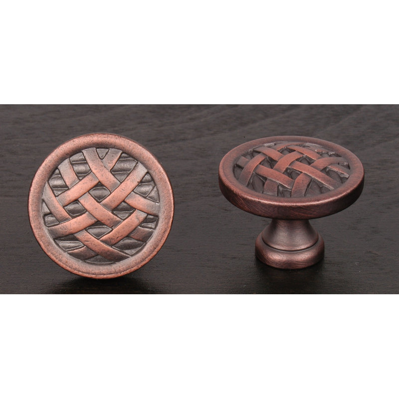Poignée champignon à hachures croisées CK Series, Diamètre du bouton 1,5 po, Distressed Copper