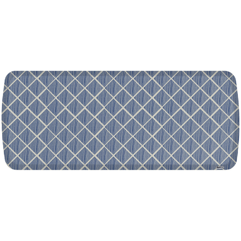 GelPro Elite Striped Trellis Anti-Fatigue Kitchen Floor Mat, Blue, Rectangle 1'8" x 4'