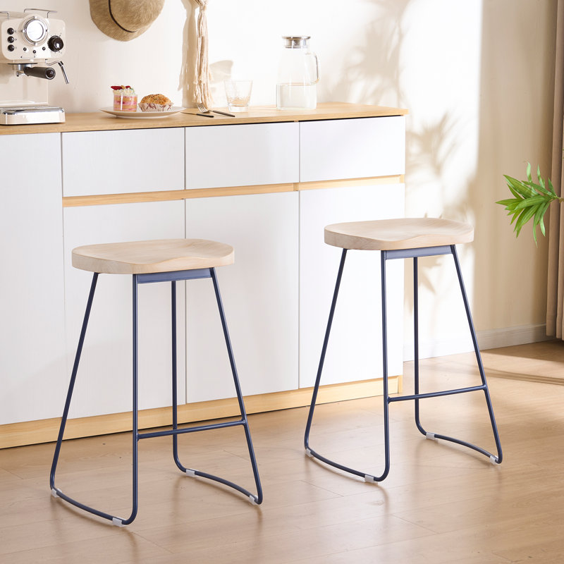 Tabouret de comptoir Saddle, Marine, Beige