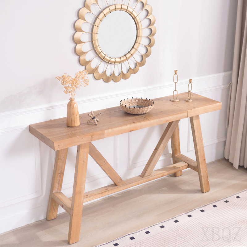 Farmhouse A- Frame Wood Console Table, 58.5"