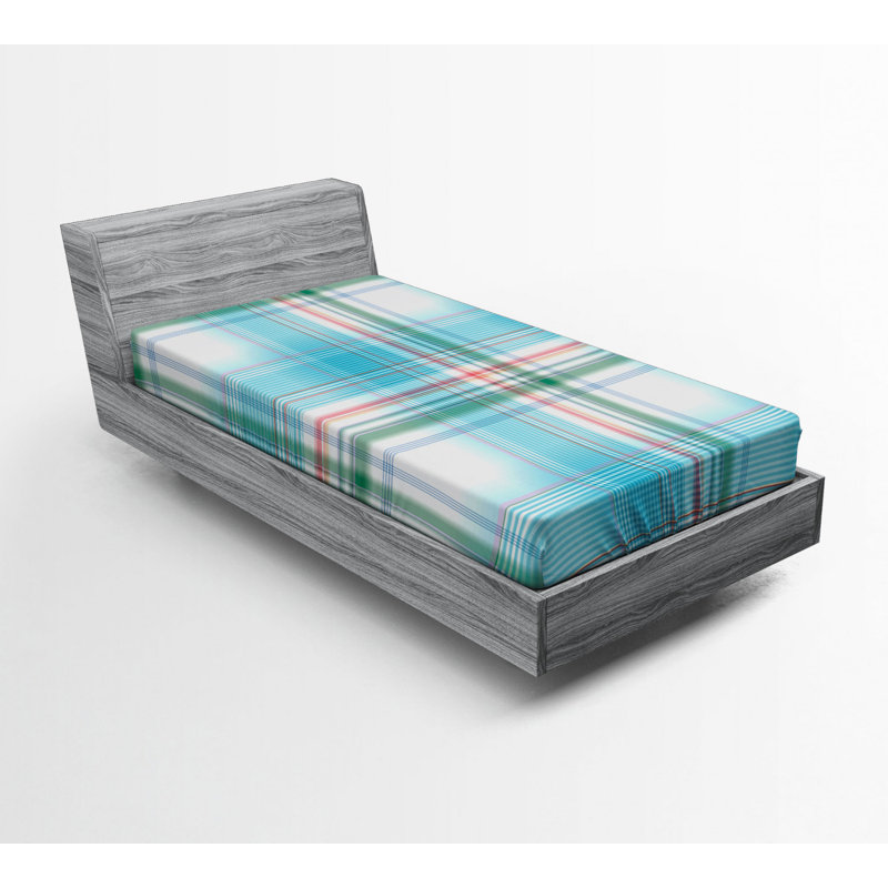 Twin XL Blue and Green Striped Microfiber Fitted Sheet