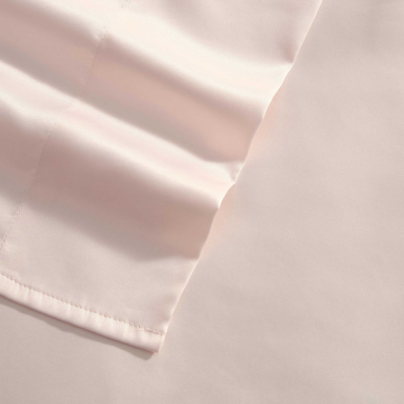 Ensemble de draps Laura Ashley, Ensemble de draps pour lit simple avec 1 taie d'or, Rose uni / satin euphorisant