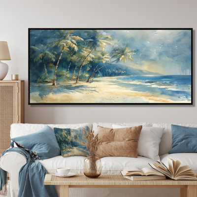 Blue Green Palm Trees Coastal Breeze III - Palms & Palm Trees Wall Decor