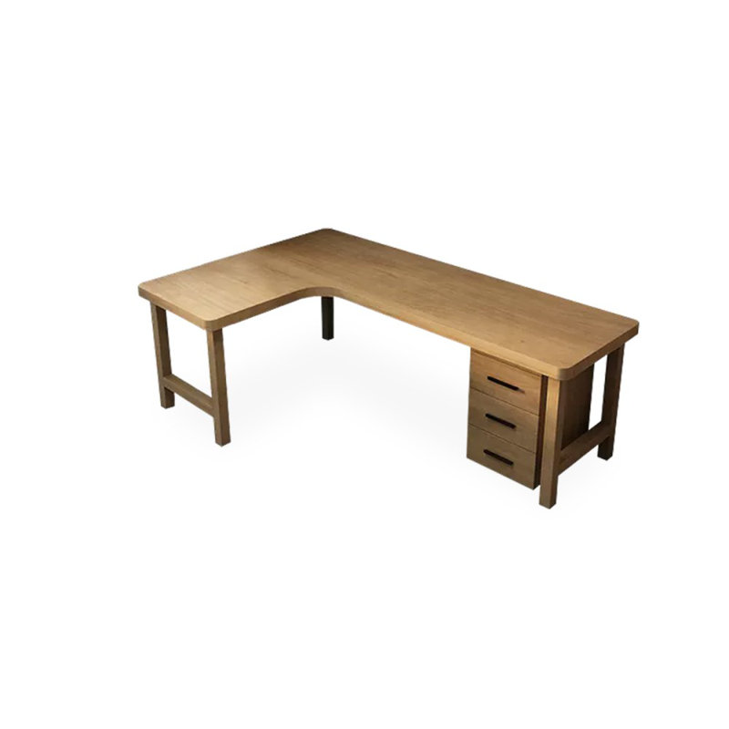 Bureaux en bois massif en L de couleur bois, Retour à gauche, 29.53" H x 62.99" W x 39.37" D