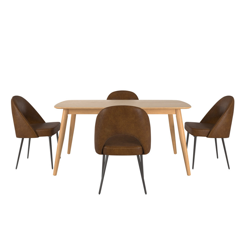 Ensemble de salle à manger Faught Mid-Century, Naturel, Brun