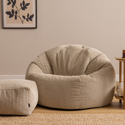 Kingston Corduroy XL Classic Bean Bag and Footstool
