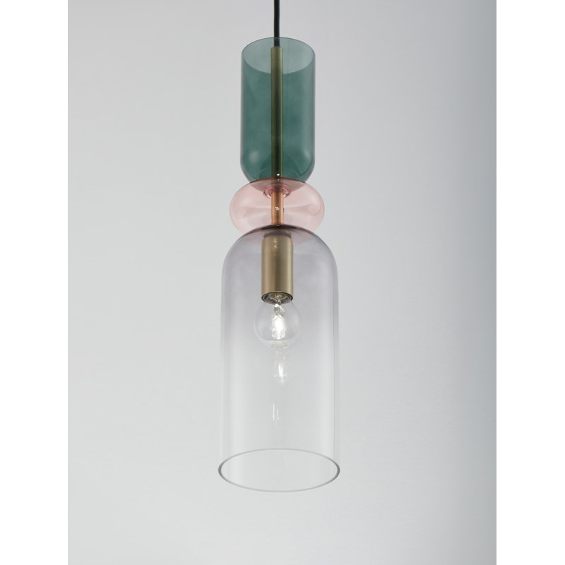 Sandy Gold Metal Glossy Dark Green, Blue Grey Pink, Glossy Light Green, Orange & Light Grey Glass LED E14 3x5 Watt 230 Volt IP20 Bulb Excluded D: 41.7 H: 120 cm Adjustable height