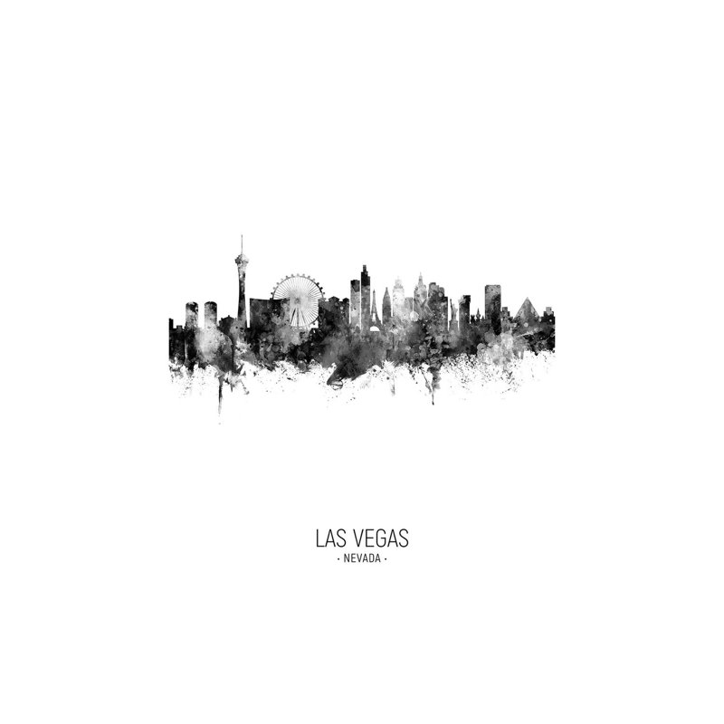 Las Vegas Nevada Skyline Portrait Black And White by Michael Tompsett - Wrapped Canvas Print, 30.48 cm H x 45.72 cm W