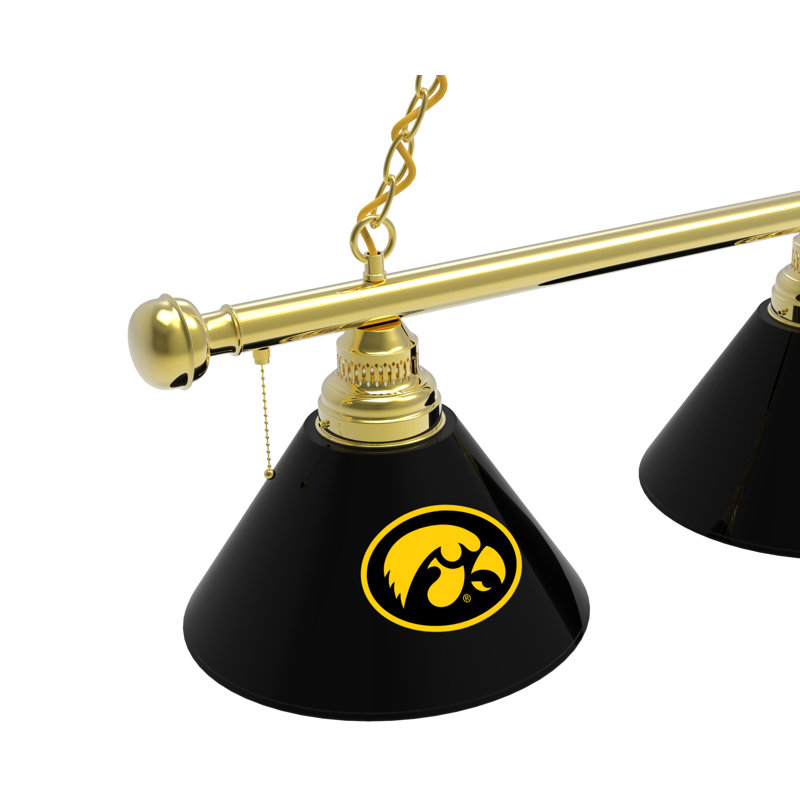 3 - Light Pool Table Lights Pendant, Brass, Iowa Hawkeyes