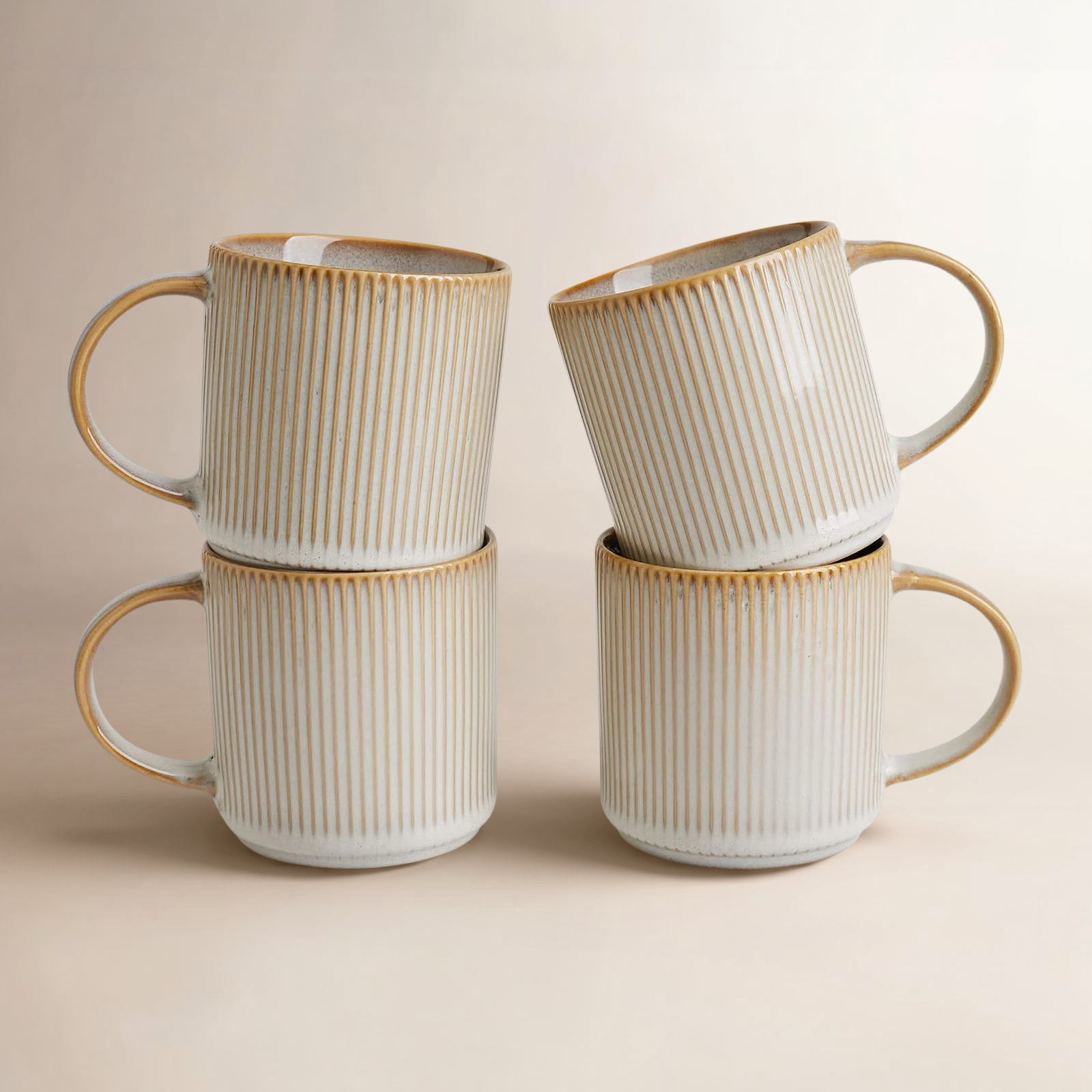 Azal Stoneware Coffee Cup, Cappuccino White, 12 oz
