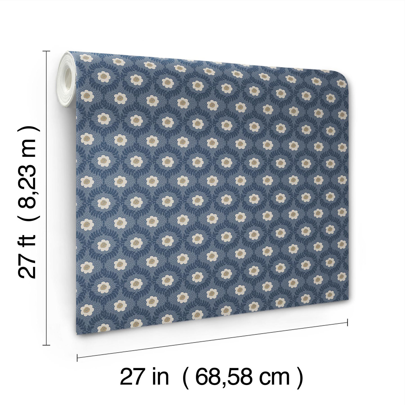 Emma Wallpaper Double Roll, Navy