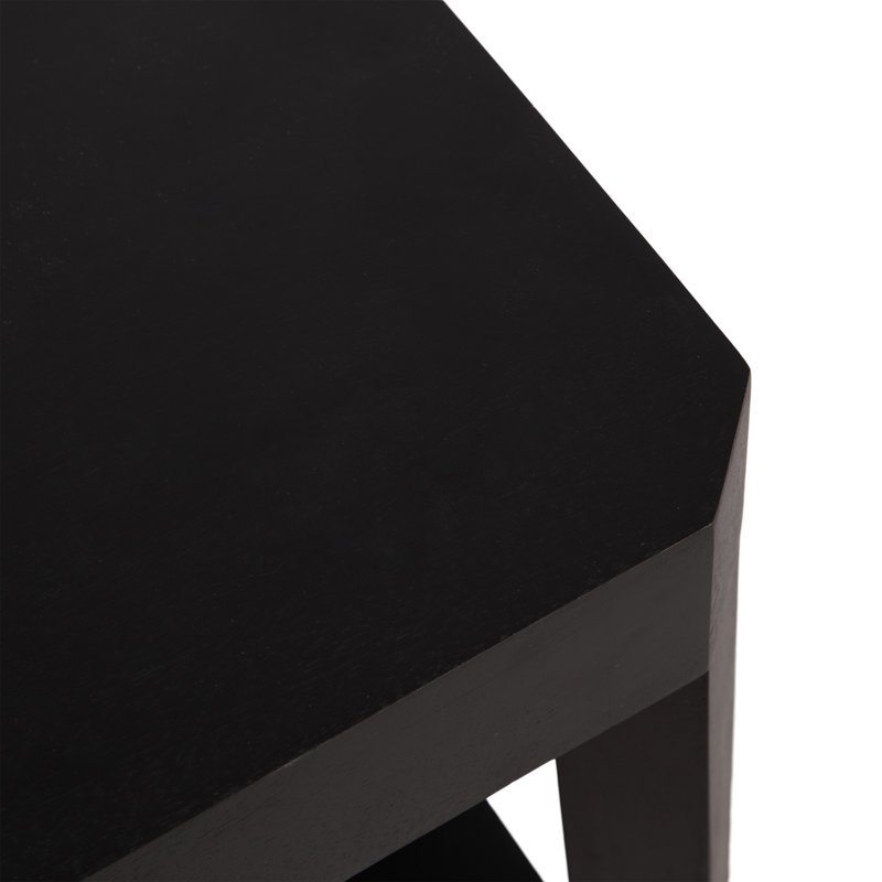 Table d'appoint en bois massif avec rangement Ardentown, Noir
