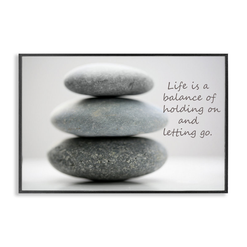 «Life Is A Balance Stones», estampe numérique, design par Sandro De Carvalho, H 16 po x l 24 po, Giclée encadrée noir minuit