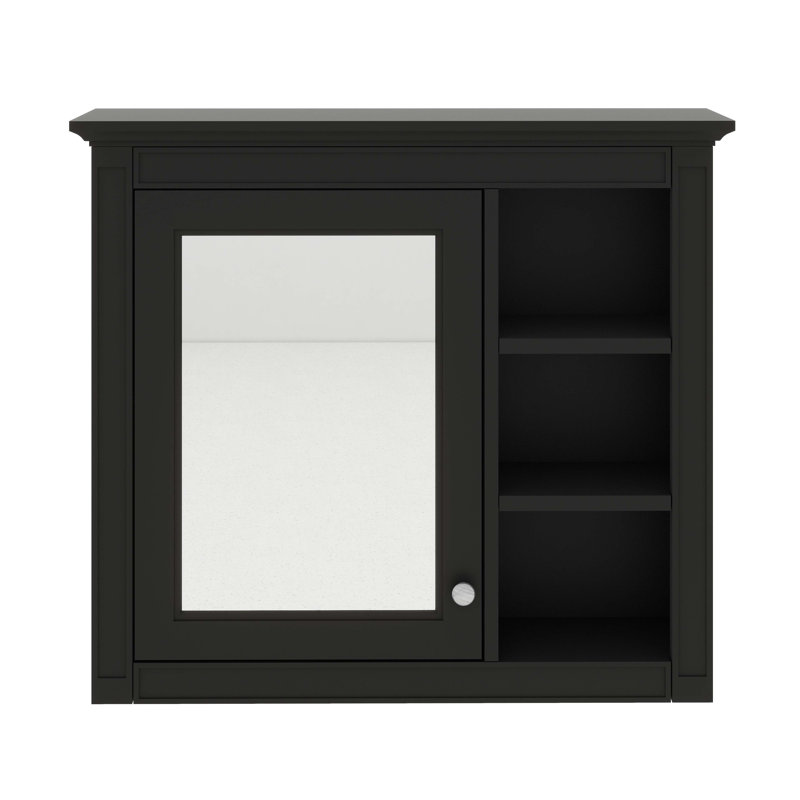 Armoire à pharmacie murale 30 po x 28 po avec porte miroir et étagère personnalisable, Noir