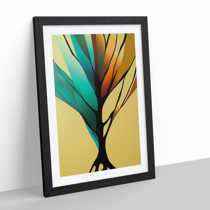 Abstract Vibrant Tree No.2 - Wall Art, 48cm H x 36cm W, Black Framed Paper, White