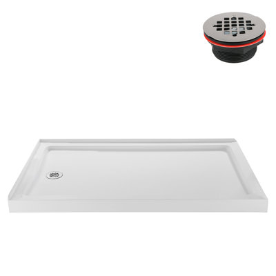 Base de douche en acrylique de coin Streamline l 60 po x P 36 po, drain inclus