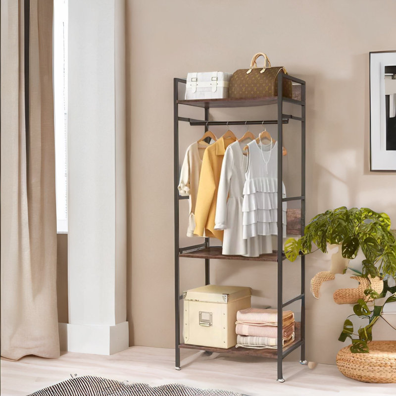 60cm Industrial Heavy Duty Metal Open Wardrobe With Shelves