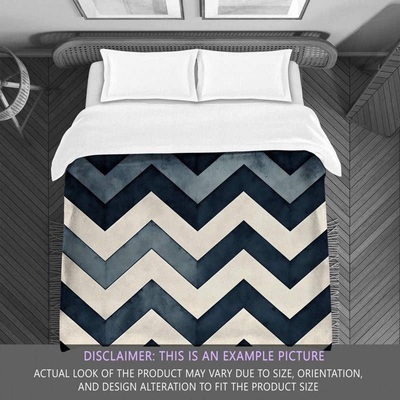 Chevron Comforter, Navy/White, Queen Comforter