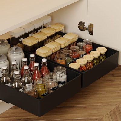 2pcs Pull-out Type Cabinet Organizer, No-punch Cabinet Organizer, Home Organizers And Storage Racks, Removable Slide-out Organizer For Kitchen, Bathroom, Pantry, Cabinets