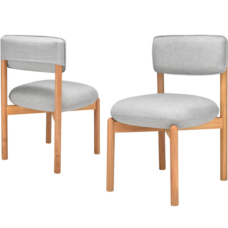 Modern Wooden Blended Linen Gray Dining Chair, Light Gray
