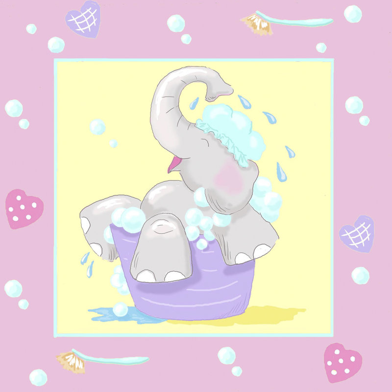 Baby Elephant Bath III by Jade Reynolds - Wrapped Canvas Painting, 76cm H x 76cm W
