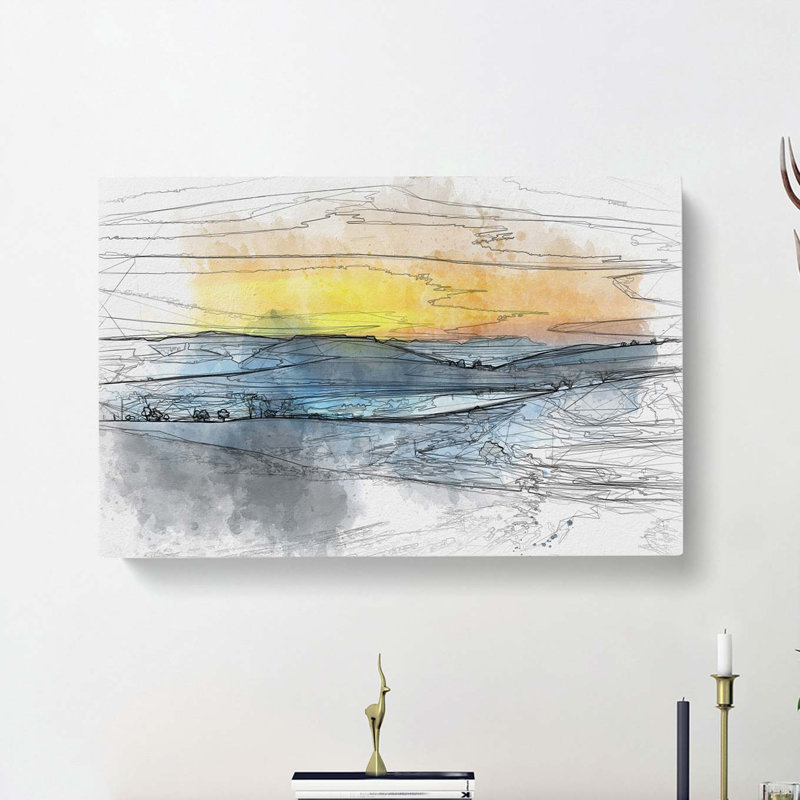 Sunrise Over A Tea Plantation In Abstract - Wrapped Canvas Print, 50cm H x 76cm W x 3cm D