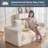 62" Compression Bean Bag Sofa Faux Fur Upholstered Loveseat Floor Sofa With Pillows-1046700295-1062072703