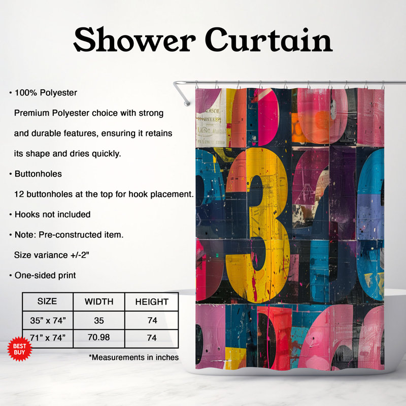Rideau de douche de qualité supérieure, H 74 po x l 71 po