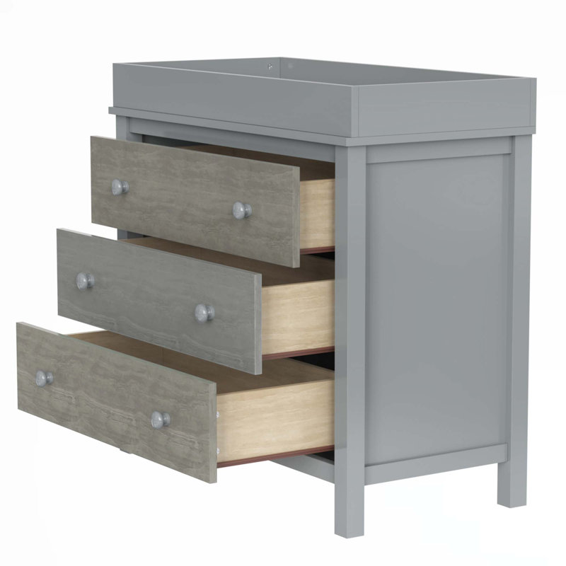 Commode 3 tiroirs Khamille, Gris