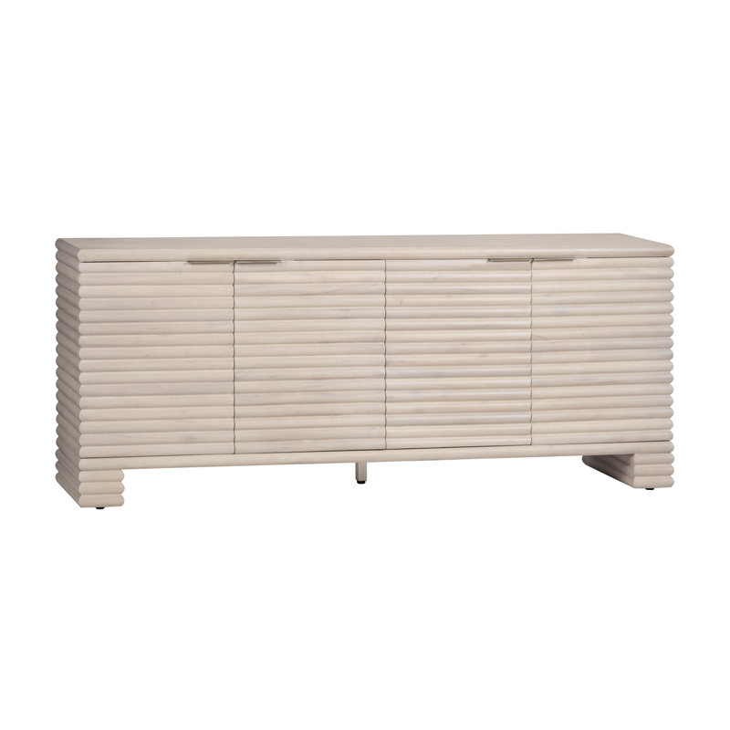 Demartini 80" Cream Wood 4-Door Reeded Media Credenza_Sideboard