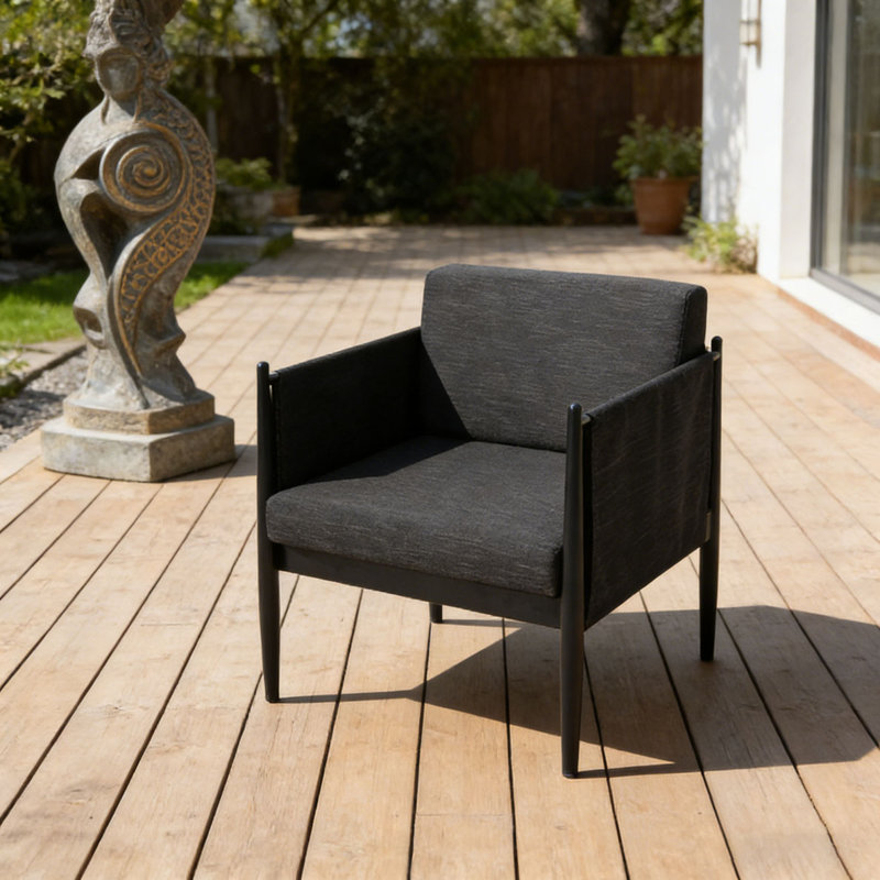 Chaise club en aluminium noir, Noir-1