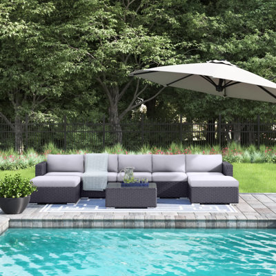 Wicker 5 - Person Patio Conversation Set with Cushions