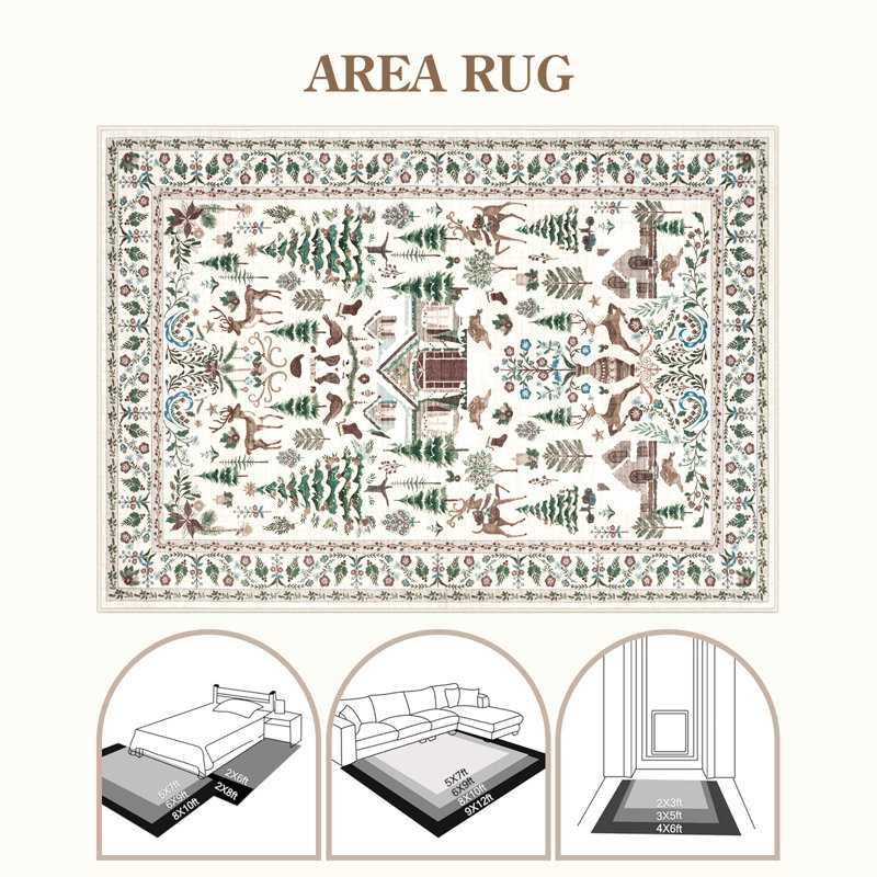 Tapis de Noël antidérapant de Noël, Rectangulaire 3 pi x 5 pi