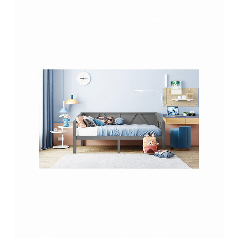 Élégant canapé lit de jour simple - gris, multifonctionnel avec rangement, structure en pin massif, capacité de 400 lb, L 79,5 po