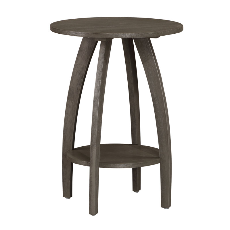 Table de bout ronde avec tablette Stacie, Gris foncé brossé