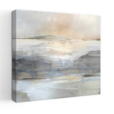Land Abstract Contemporary Modern Fish Coastal Landscape Wall Art Print 1 Piece Wrapped Canvas Wall Art