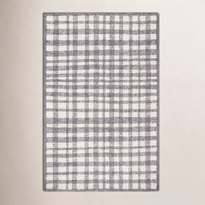 Plaid Handmade Tufted Ivory/Black Area Rug