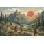 Papier peint montagne, décorations murales amovibles, aventure en plein air, ours fantaisistes-1775261572-1775261593