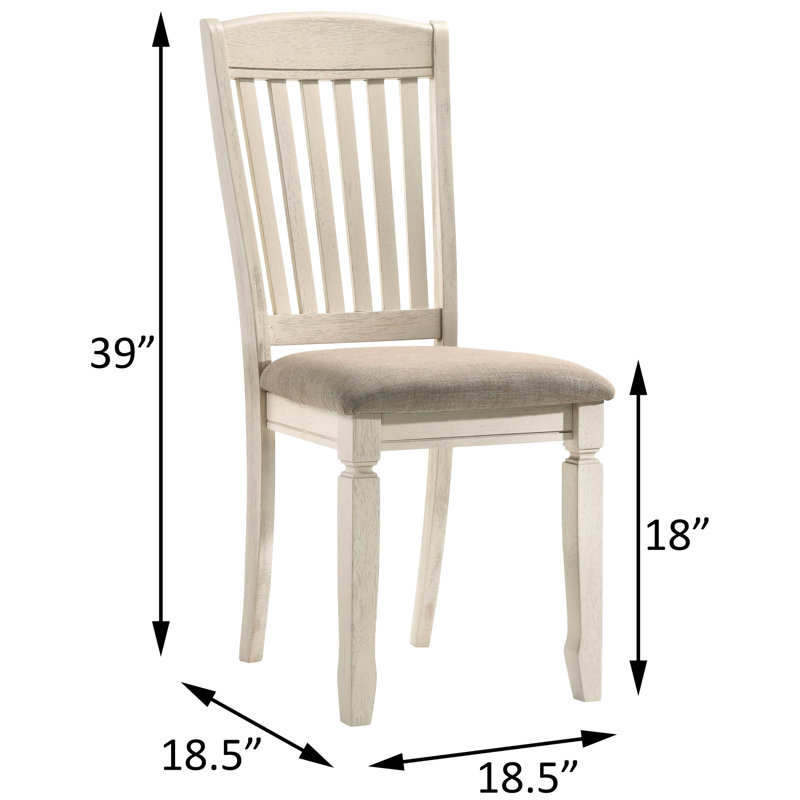 Chaises d'appoint brun clair et crème (de 2) - Design classique pour la salle à manger avec dossier à lattes en bois rembourré de mousse (2) Siège rembourré d'aspect rustique