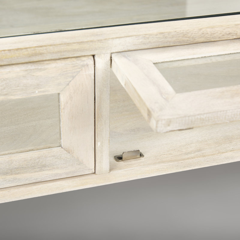 Warner Coffee Table with Storage, Gold, White, 15" x 43.5" x 42"