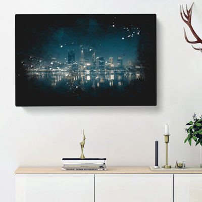 Perth City Skyline Australia At Night - Wrapped Canvas