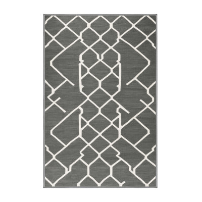 Machine Washable Trellis Gray Area Rug