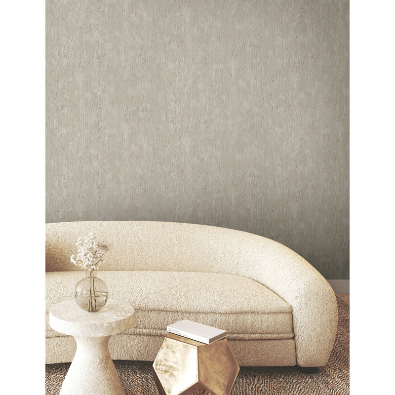 Gilded Plume Wallpaper, Warm Grey