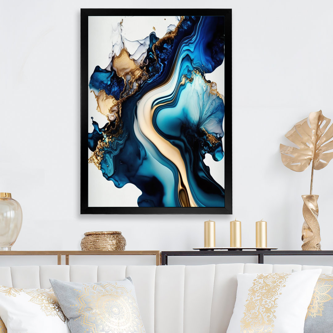 Abstract Marble Geode Blue II - Abstract Marble Framed Art Everly Quinn 