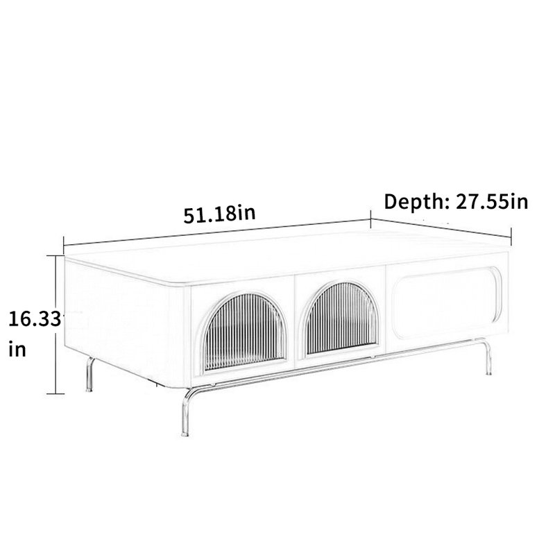 Table basse moderne crème avec finition piano