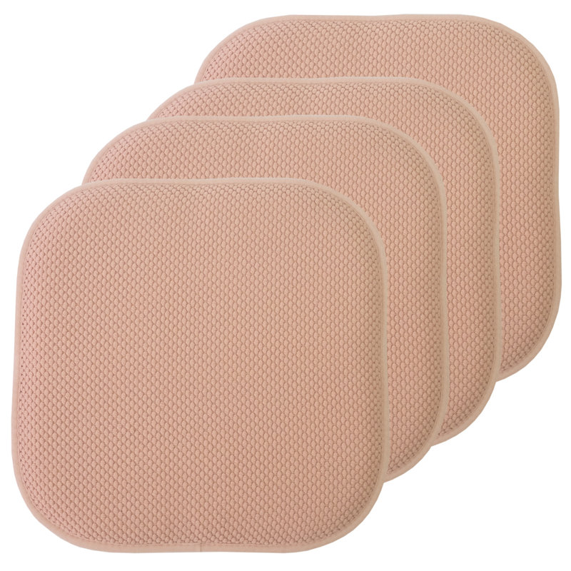 Honeycomb Non-Slip Indoor Chair Cushions, Blush, 4-Pack